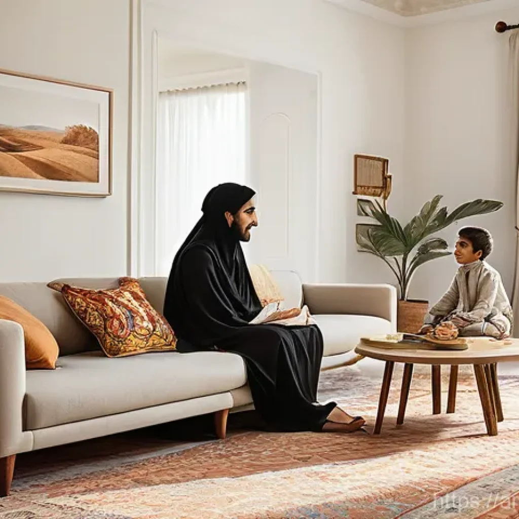 지열 냉난방 시스템과 신축 건물 설계 - **Prompt:** A modern and elegant Arabic living room filled with soft, natural light, creating an atm...