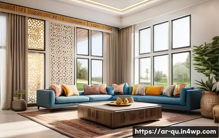 지열 냉난방 시스템과 효과적인 환기 시스템 - A modern Middle Eastern family home interior showcasing an advanced geothermal heating and cooling s...