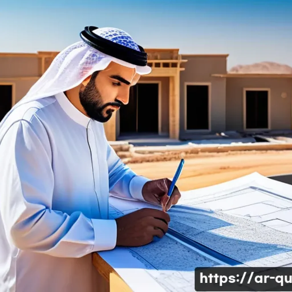 지열 냉난방 시스템의 장기적인 비용 분석 - A professional Middle Eastern engineer in traditional attire examining a detailed blueprint of a geo...
