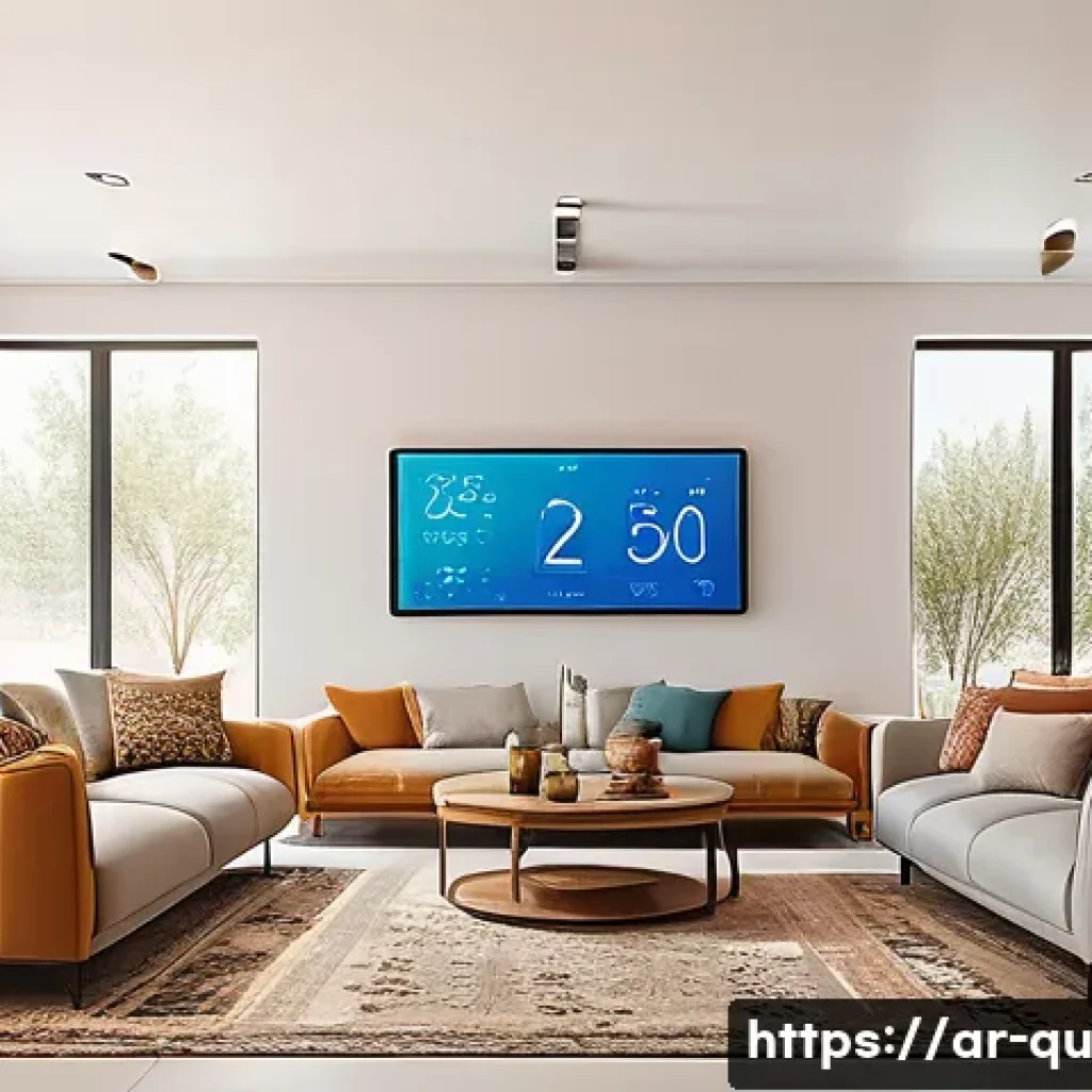 지열 냉난방 시스템과 기후 변화 대응 - A modern Middle Eastern family home interior with a geothermal heating and cooling system in use, sh...