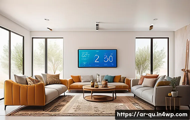 지열 냉난방 시스템과 기후 변화 대응 - A modern Middle Eastern family home interior with a geothermal heating and cooling system in use, sh...