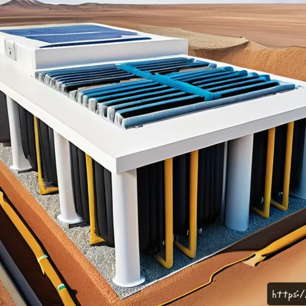 지열 냉난방 시스템의 구조적 안정성 분석 - A detailed cross-sectional illustration of a geothermal heating and cooling system designed for an A...