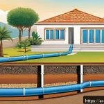 Home 19 효율적인 지열 냉난방 시스템 운영 팁 - A detailed cross-sectional illustration of a geothermal heating and cooling system installation in a...