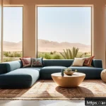 Home 18 지열 냉난방 시스템의 혁신 기술 사례 - A modern Arabic-style home interior with a geothermal heating and cooling system integrated seamless...