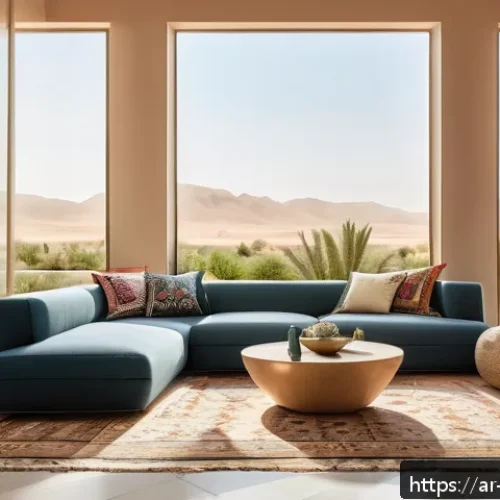 Home 30 지열 냉난방 시스템의 혁신 기술 사례 - A modern Arabic-style home interior with a geothermal heating and cooling system integrated seamless...